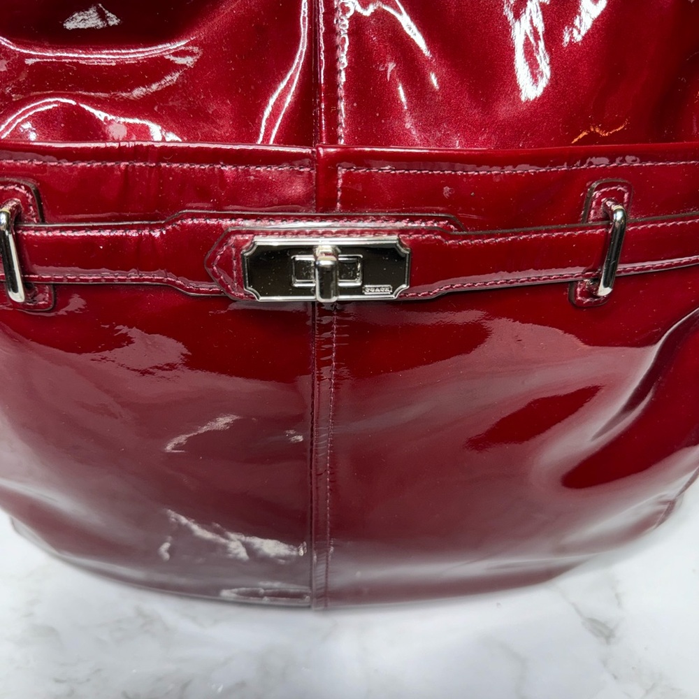 COACH CHELSEA Wine Red Patent Leather Ashley Hobo Shoulder Bag Purse #17861 EUC - Picture 7 of 17